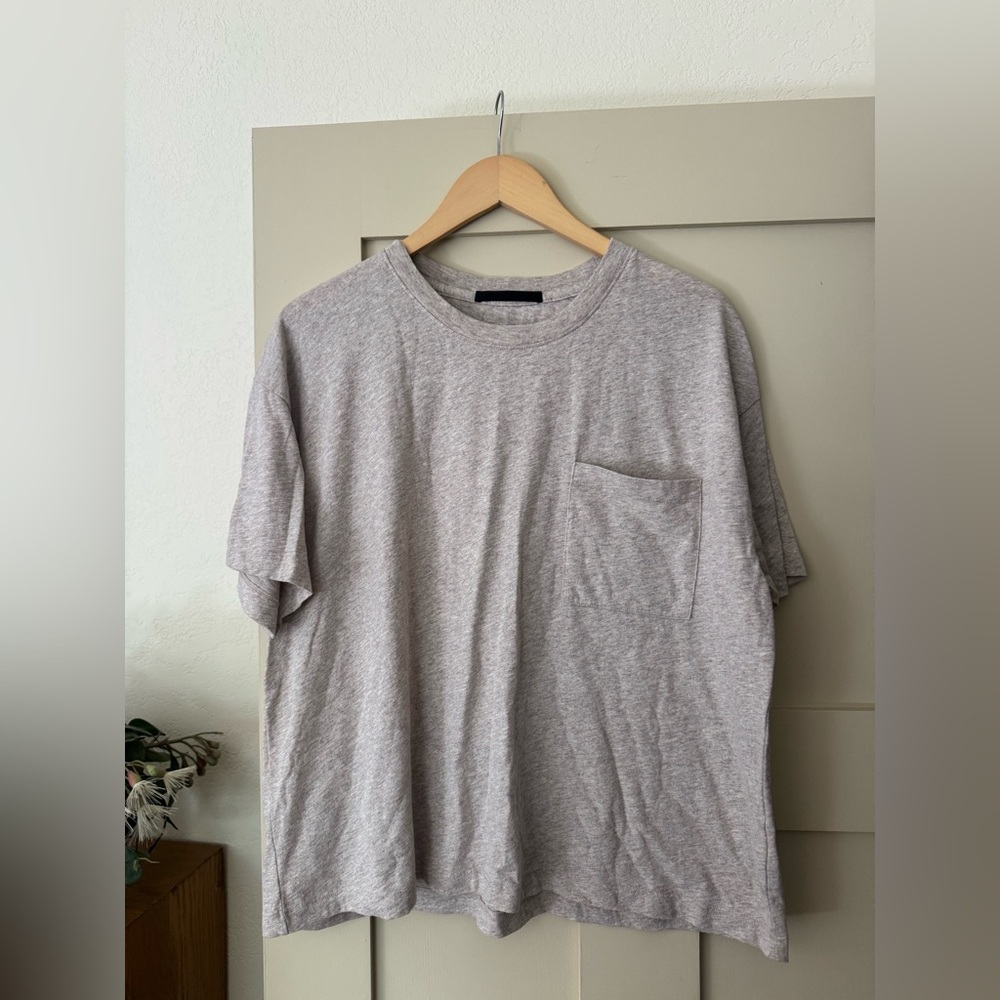 Jenni Kayne Boxy Pocket Front Tee XL Gray Oatmeal